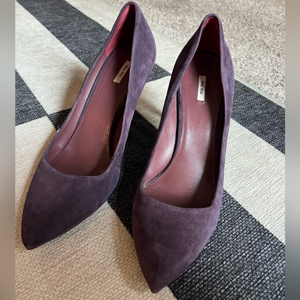 Miu Miu Plum Suede Pointed-Toe Pumps